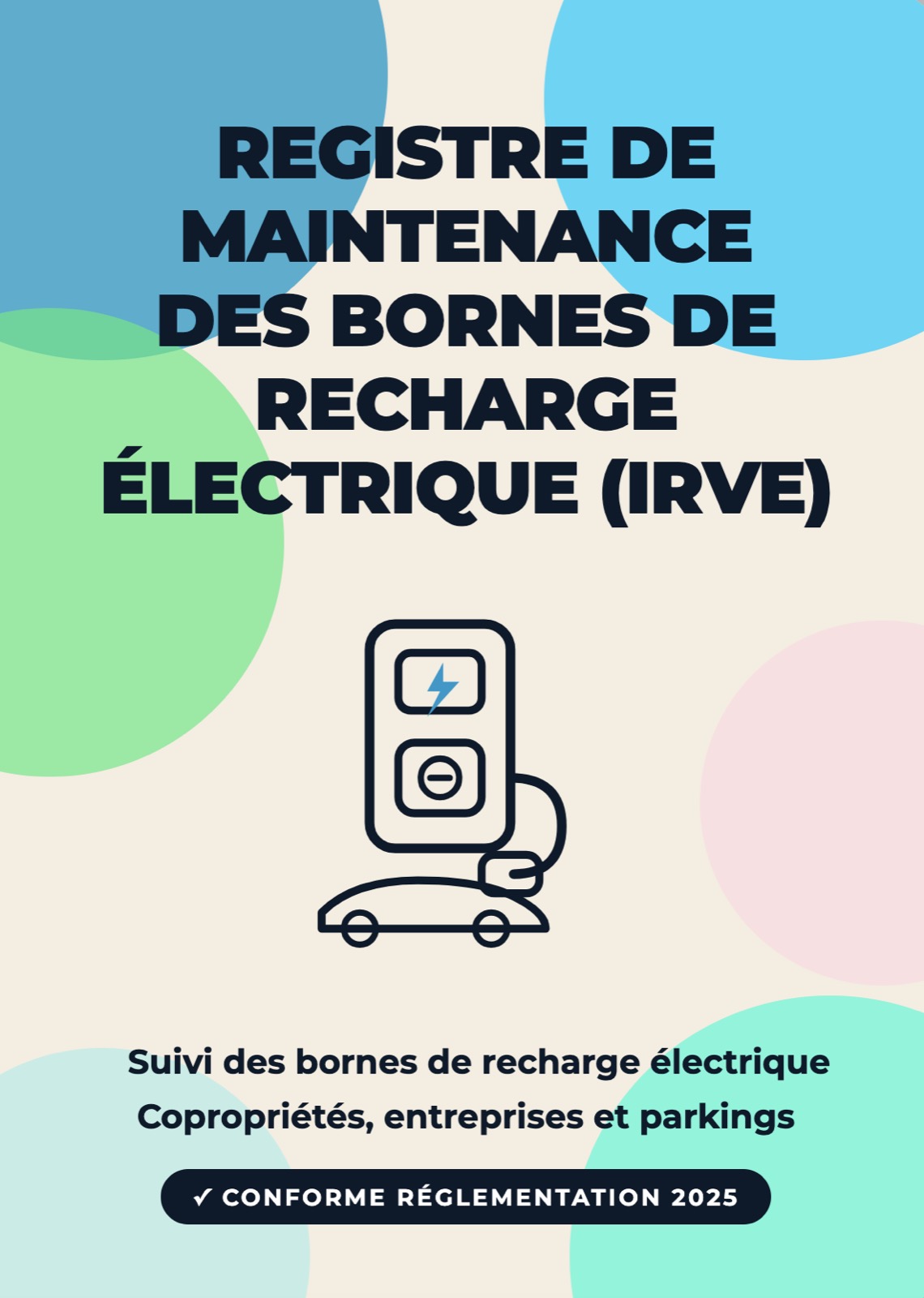 Couverture du Registre de Maintenance des Bornes de Recharge Électrique IRVE